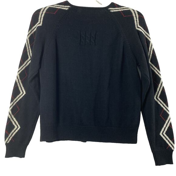 Vintage Marisa Christina Preppy Sweater Womens Small Cardigan Black Red White - Picture 2 of 11